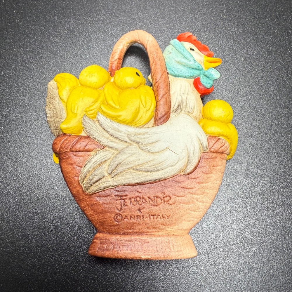 ANRI‎ Italy Terracotta Hen Mother Chickens Basket Figurine Italy Collectible - Picture 2 of 3